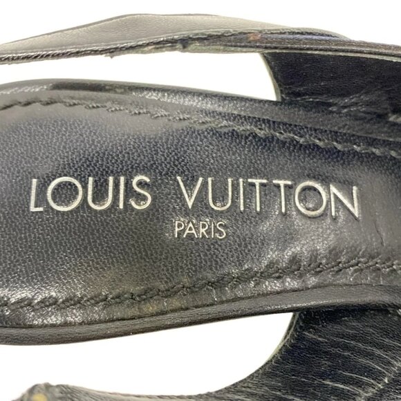 LOUIS VUITTON Black Women's Sandals Monogram Satin Leather 190-080925 - Picture 7 of 8